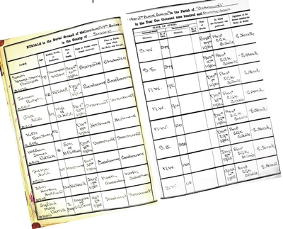 handwritten burial registers